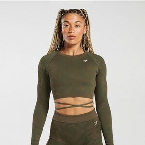 Gymshark adapt camo seemless Ribbed long sleeve cropped